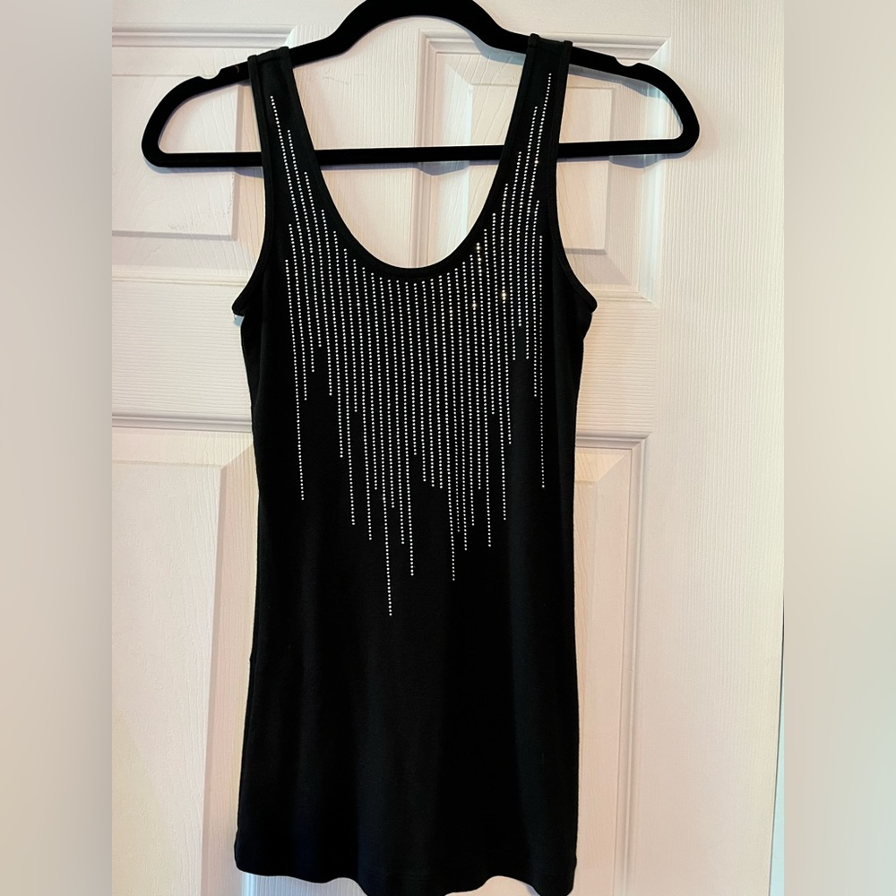 Jeweled black tank top